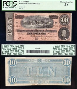 ���ق̃n�C�O���[�h T-68 1864�N 10�h�� ��R CSA ���� PCGS 58�I���������I