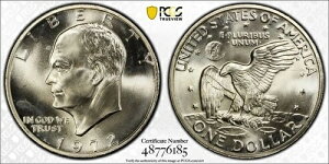 1972-S PCGS MS68 1ドル アイゼンハワードル | ブラストホワイト ハイグレード | 送料無料