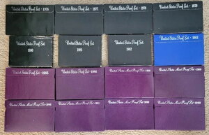 アメリカ造幣局 プルーフセット - 16個入りボックスセット - 1976年から1993年、COA付き