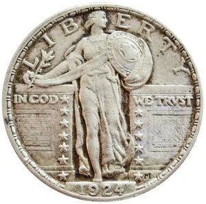 1924年 銀貨 アメリカ スタンディング リバティ クォーター 25セント AU 状態