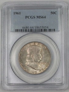 1961�N �t�����N�����V���o�[ �n�[�t�h�� 50�Z���g�R�C�� PCGS MS-64 ���C�g�g�[�� 1A