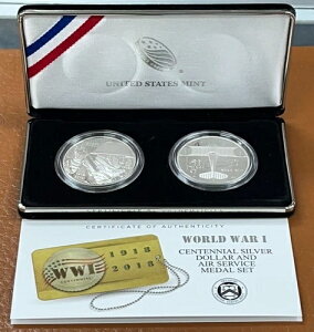 2018年 第一次世界大戦100周年記念 シルバードル&航空従事者記念銀メダルセット OGP COA