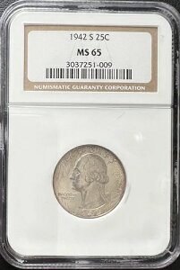 1942-S 25C Vg NH[^[ NGC MS 65