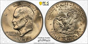 ??1974�N P �A�C�[���n���[ �h�� $1 PCGS MS65+ PLUS L??K ���C�g�g�[�j���O �g�D���[�r���[!??