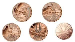 フランス 2021 パリ 2024 オリンピック 1/4ユーロ 5枚 TEAM ハンドオーバー 東京 柔道 水泳