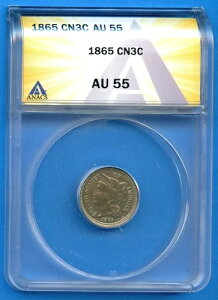 1865 P ANACS AU55 ���o�e�B 3 �Z���g �j�b�P�� �č������ǃR�C�� 1865-P AU-55 3N3C ��!