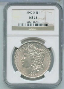 1900-O モルガン・ダラー銀貨 $1 NGC MS63 ニューオーリンズ造幣局 - KR675