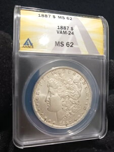 1887年 P モルガン・ダラー * 魅力的な白 * MS 62 VAM 24 * ダブルモットー *