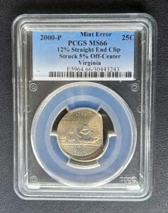 �� 5% O/C 12% �X�g���[�g�N���b�v 2000�N �o�[�W�j�A 25�Z���g PCGS MS66 ��Ύʐ^�t��