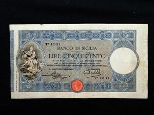 1913N C^A V`A A R3  500 VF+ BANCO DI SICILIA i