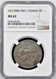 1308AH (1891) �`���j�W�A 4���A��/�s�A�X�g����� NGC MS62 ���Ɋ�