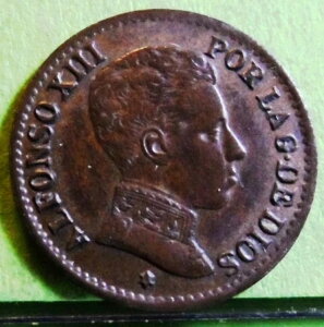 ���A�AALFONSO XIII�A1 Centimo�A1906 �X�^�[ 6�ASM-V�AVF+ �R�b�p�[�A�X�y�C��