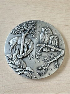 󏭂 ANIMAL LIFE CALENDAR 9.3 IX .999 Vo[_ Medallic Art Co N.Y.