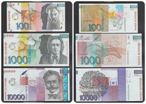 ??XxjA 100A1000A10 000 Tolarjev 2001 UNC IN FOLDER 1000Zbĝݔs