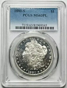 1880 S ���[�K�� �V���o�[ �_���[ PCGS MS-63 PL �v���[�t ���C�N �z���C�g!