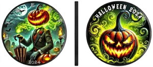 2024年アメリカ合衆国アメリカンイーグルハロウィン1オンスカラー銀貨
