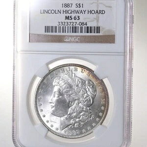 1887�N �����K�� 1�h�� NGC�F�� MS63 �����J�[���n�C�E�F�C �z�[�h �V���o�[�h���R�C��