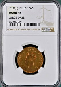 �C�M���X�̃C���h 1938(B) 1/4A ���[�W�f�C�g NGC MS 66 RB �F�� TOP-POP