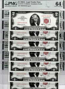 1963A 2ドル法定通貨 スター ?? 低シリアル番号 *00721013-20 PMG 「紙幣1枚の価格」
