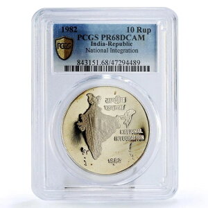 �C���h 10���s�[ ���Ɠ����n�}�� PR68 PCGS CuNi �R�C�� 1982�N