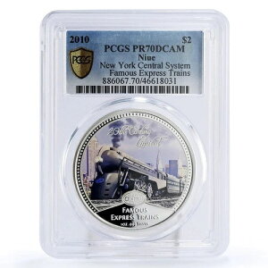 ニウエ 2ドル フェイマスエクスプレス ニューヨーク鉄道 列車 PR70 PCGS 銀貨 2010年