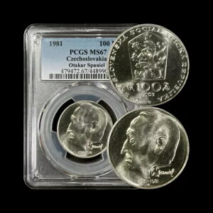 �`�F�R�X���o�L�A�B 1981�A100 �R�����A�V���o�[ - PCGS MS67 - �g�b�v �|�b�v ?? �X�p�j�G��