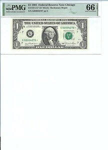 1981 $1 FRN FR1911-G* PMG 66 EPQ�A�V�J�S * ���L S/N G02004270*!!!