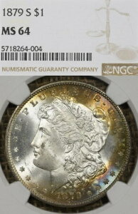 1879-S $1 NGC MS64 �����K�� �V���o�[ �_���[ �T���t�����V�X�R - �g�[�����H�ς�!