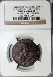 1790�N�� �C�M���X �~�h���Z�b�N�X �n�[�t�y�j�[ �R���h�� �g�[�N�� D&H-953a NGC MS-64 RB