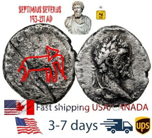古代ローマ帝国 コイン シルバー デナリウス セプティミウス セウェルス 193 〜 211 AD #16619