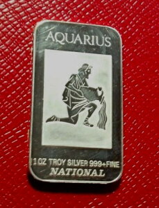アクエリアス - ゾディアックシリーズバー - 米国国立造幣局 1トロイオンス 999 純銀 - B