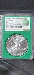 2016-S NGC MS69 アメリカン シルバー イーグル 米国造幣局発行 未開封 ボックスラベル グリーンコア