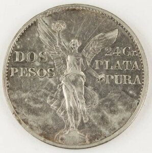 メキシコ 1921年 Mo 2 ペソ銀貨 XF/AU KM #462 独立100周年記念