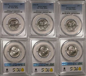 2022�N P D S Dr Sally Ride 25�Z���g�Z�b�g PCGS MS67 �A�����J���E�B�����Y�N�H�[�^�[