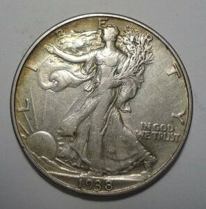 XF+ から AU 1938 D デンバー ウォーキング リバティ 50C ハーフ ドル、同梱配送!