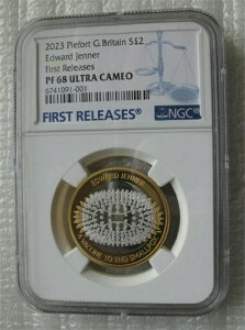 イギリス 2ポンド 2023年 銀二金属パイフォートコイン エドワード・ジェンナー NGC PF68