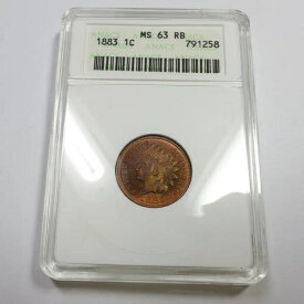 1883年 P ANACS ソープボックス MS63 RB レッドブラウン - インディアンヘッド ペニーセント 1セントコイン #55544A