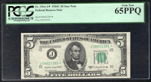 FR. 1964-J* 1950-C $5 *STAR* FRN �J���U�X�V�e�B�A�~�Y�[���B PCGS ��� ������-65PPQ