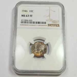 1946�N P NGC MS67 FT - �g�[�����H�V���o�[ ���[�Y�x���g �_�C�� - 10�Z���g �č��R�C�� #47402A