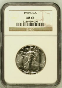 1940年代-S ウォーキング・リバティ 50セント ハーフドル NGC MS 64