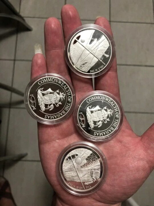 楽天市場】1994年バハマゴルフホールインワン5ドル銀貨4枚セット 