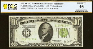1928C $10 FRN PCGS 30 �N���C�W�[���A�L�[�m�[�g ���b�`�����h LGS ���v21 �m���Ă��� Fr 2003-E