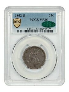 1862-S 25C PCGS VF35 - ���o�e�B�E�V�[�e�b�h�E�N�H�[�^�[ - �󏭂Ȓᒒ���N
