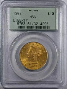 1907�N P �S�[���h �C�[�O���X ���o�e�B�w�b�h PCGS MS-61 ���o�e�B