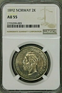 �m���E�F�[ 2�N���[�l 1892 NGC AU55 �g�b�v�|�b�v!!! ���ɋ߂��̂�VF�ł�!! ��!! S182