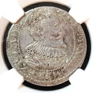 ポーランド: Sigismund III 6 Groszy 1596、Gum-1151、AU58 NGC。マリエンブルクミント。