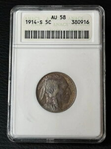 �g�[�����H�ς� 1914-S �o�b�t�@���[�j�b�P�� 5�Z���g AU58 ANACS �\�[�v�{�b�N�X�z���_�[