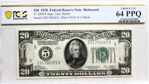 1928N 20hD FRN RICHMONDAV[APCGS 64 PPQ Fr 2050-E 