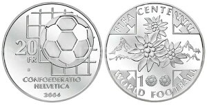 スイス 20Fr 2004B、FIFA 100 周年/ワールド フットボール 100 周年、証明書。