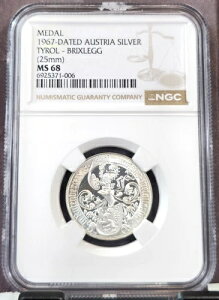 1967�N �I�[�X�g���A �V���o�[ �`���� �u���b�N�X���b�N �A�j�o�[�T���[ NGC MS 68 ���Ɋ� �g�b�v�|�b�v 1